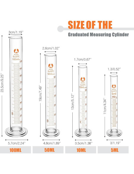 Juego de 10 Vasos y Cilindros Medidores de Vidrio Feekoon