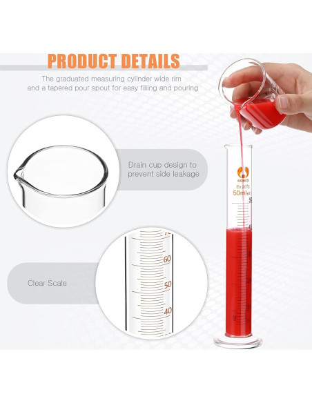 Juego de 10 Vasos y Cilindros Medidores de Vidrio Feekoon