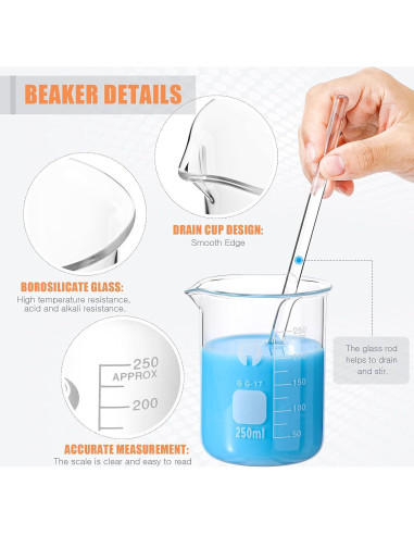 Juego de 10 Vasos y Cilindros Medidores de Vidrio Feekoon