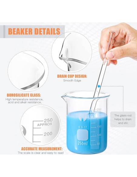 Juego de 10 Vasos y Cilindros Medidores de Vidrio Feekoon