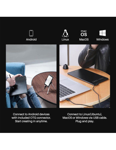 Tableta de Dibujo Huion H640P 15,24x10,16 cm 8192 Niveles