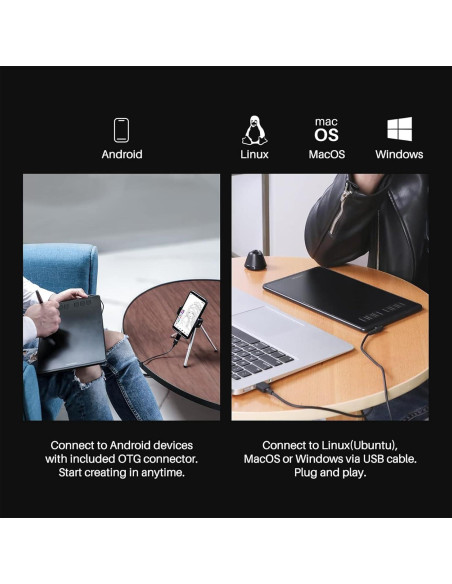 Tableta de Dibujo Huion H640P 15,24x10,16 cm 8192 Niveles