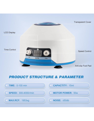 Centrífuga Eléctrica Mxmoonant 15ml 4000RPM con LCD