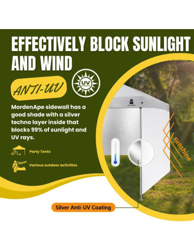 Pared lateral de sombra MordenApe para carpa 3x3m blanca