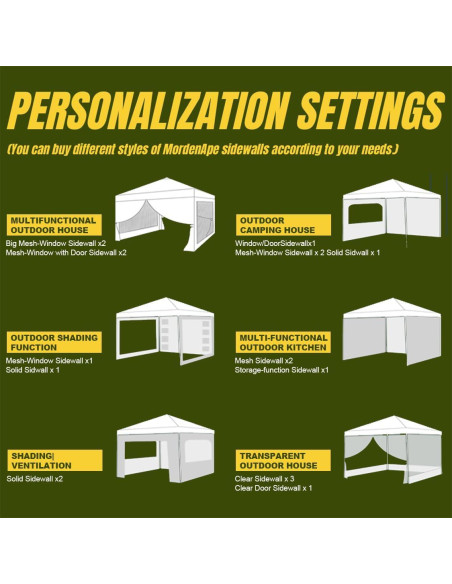 Pared lateral de sombra MordenApe para carpa 3x3m blanca