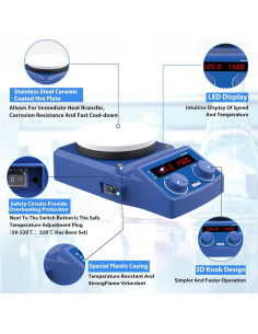 Placa Calentadora Magnética FOUR E'S 5" 280C 5L Agitador 2