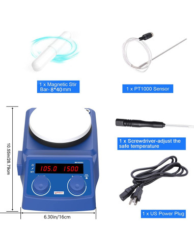 Placa Calentadora Magnética FOUR E'S 5" 280C 5L Agitador