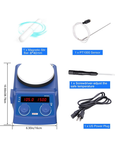 Placa Calentadora Magnética FOUR E'S 5" 280C 5L Agitador