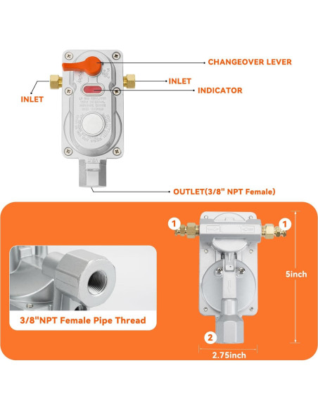 Regulador de Propano Skyflame 2 Etapas con Mangueras 45,72 cm
