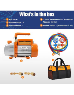 BACOENG Bomba de Vacío 3.6CFM Kit Manómetro R22 R32 R410A 2