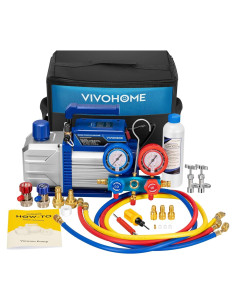Bomba de Vacío VIVOHOME 1/3HP 4.5CFM y Manómetro A/C