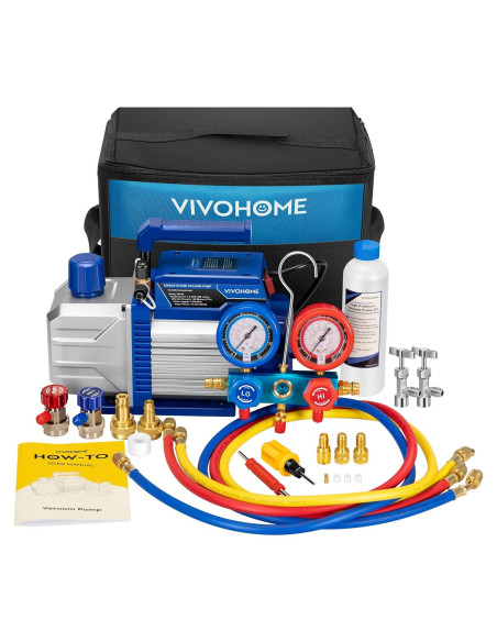 Bomba de Vacío VIVOHOME 1/3HP 4.5CFM y Manómetro A/C