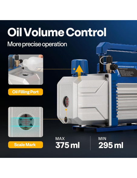 Bomba de Vacío VIVOHOME 1/3HP 4.5CFM y Manómetro A/C