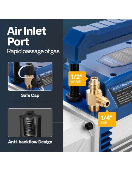 Bomba de Vacío VIVOHOME 1/3HP 4.5CFM y Manómetro A/C