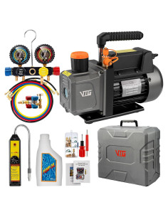 Juego de bomba de vacío VTG VOGTEN 4.5 CFM con manómetro