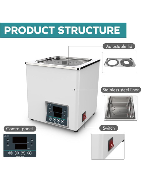 Baño de Agua Digital T-stereo WB100-1 3L 300W Termostático