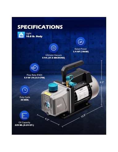 Kit de Cámara de Vacío Orion Motor Tech 11.4 L con Bomba 3.5 cfm