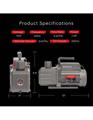Bomba de Vacío 1 HP SPECSTAR VH1077 9.6 CFM 110V