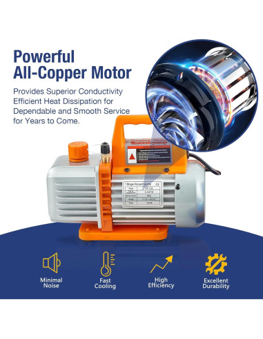 BACOENG Bomba de Vacío y Manómetro 4 Vías 3.5CFM HVAC