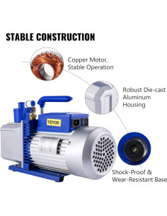 Bomba de Vacío VEVOR 12 CFM Doble Etapa 110V HVAC 2