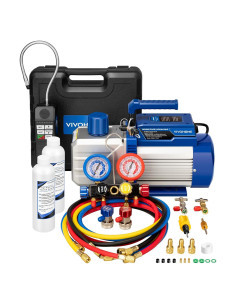 Bomba de Vacío VIVOHOME 1.5 HP 14.4 CFM con Manómetro