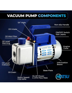 Bomba de vacío Hiatsu VPH 4 CFM 1/4 HP para AC 2