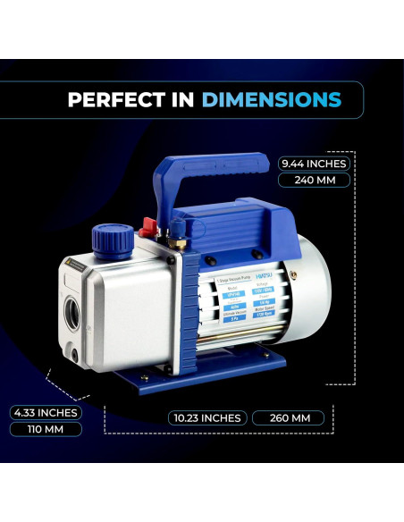 Bomba de vacío Hiatsu VPH 4 CFM 1/4 HP para AC