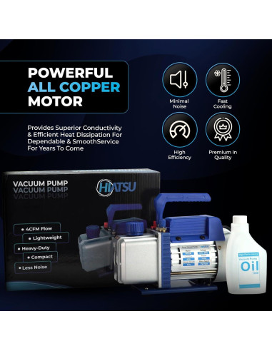Bomba de vacío Hiatsu VPH 4 CFM 1/4 HP para AC