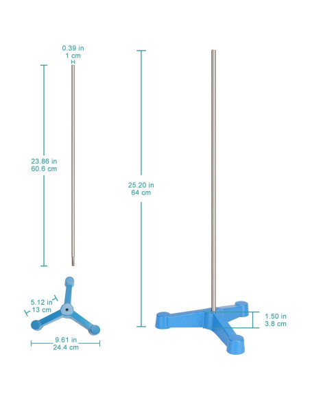 Soporte de laboratorio StonyLab trípode 60 cm acero inoxidable