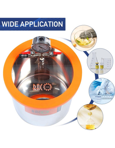 BACOENG Cámara de Vacío 3 Galones con Bomba 3.6 CFM