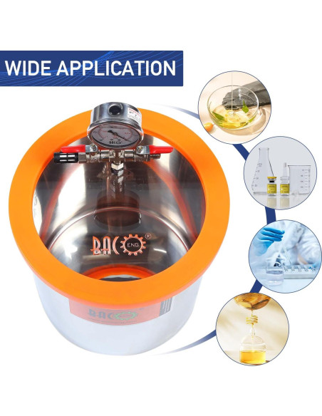 BACOENG Cámara de Vacío 3 Galones con Bomba 3.6 CFM BACOENG Cámara de Vacío 3 Galones con Bomba 3.6 CFM