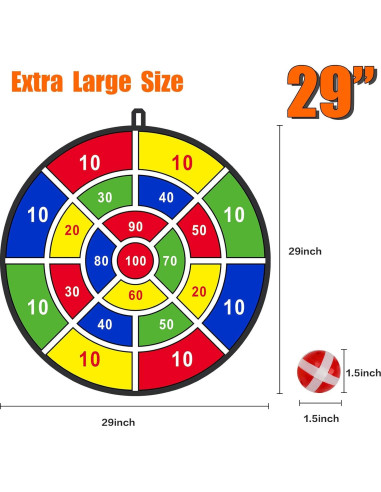 BooTaa Tablero de Dardos 73.66 cm con 12 Pelotas Adhesivas