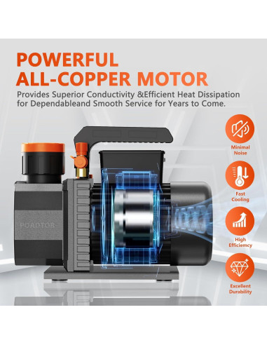 Bomba de vacío POADTOR 5CFM 1/2HP 37.5 micrones 110V