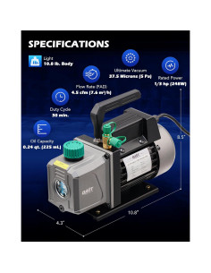 Bomba de Vacío Orion Motor Tech 4.5 CFM 1/3 HP HVAC 2