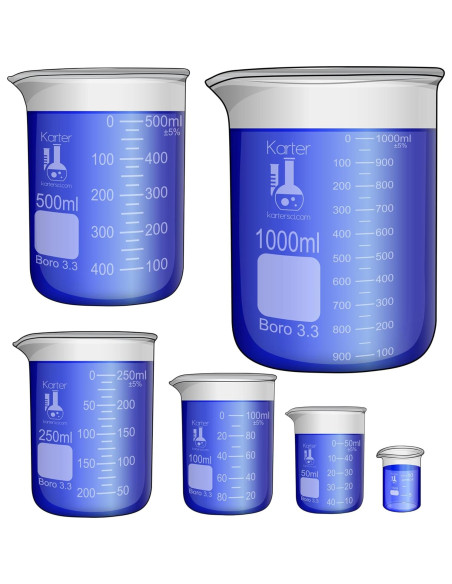 Vasos de Precipitados Karter Scientific 6 Piezas 10ml a 1000ml