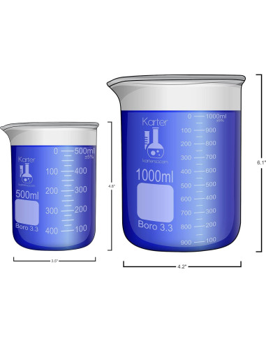 Vasos de Precipitados Karter Scientific 6 Piezas 10ml a 1000ml