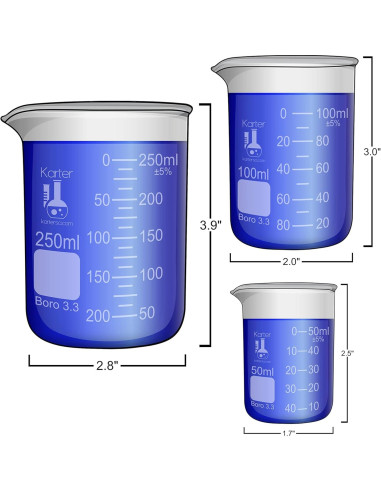 Vasos de Precipitados Karter Scientific 6 Piezas 10ml a 1000ml