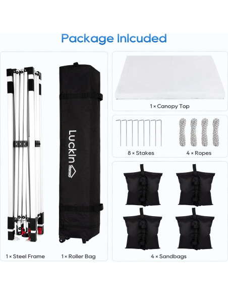 Carpa Plegable LuckIn 3x3m Resistente UV 50+ para Eventos