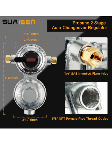 Regulador de Gas Propano LP Automático 2 Etapas SURRIEN