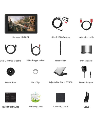 Tableta Gráfica Huion Kamvas 16 2021 15.6" Antirreflejo