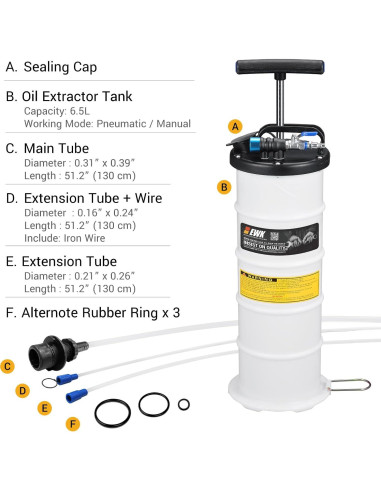 Extractor de Aceite EWK 6.5L Neumático y Manual