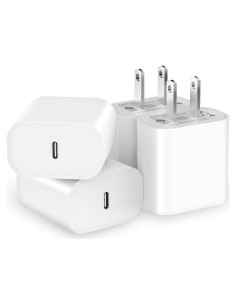 Cargador USB-C 20W Rápido 4 Pack ssltvti Blanco Roto