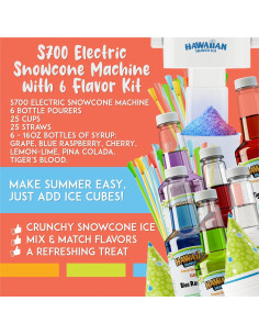 Máquina de Conos de Nieve Hawaiian S700 + 6 Jarabes 480ml 2