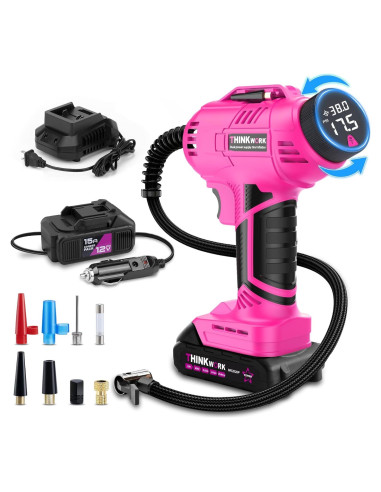 Compresor de Aire THINKWORK Rosa 20V Inalámbrico 150 PSI