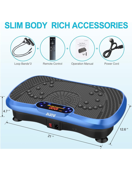 Plataforma de Vibración AXV Slim Azul 200W 120 Niveles