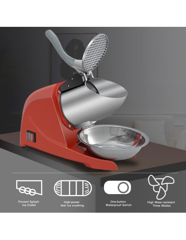 Máquina de Conos de Nieve Greatrue 380W 127 kg/h Acero Inoxidable