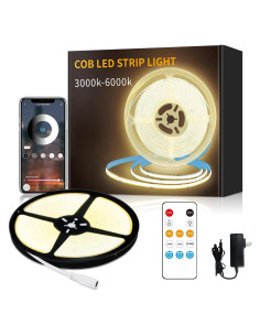 Tira LED COB 10m Yeewhale 3000K Regulable con Control Remoto