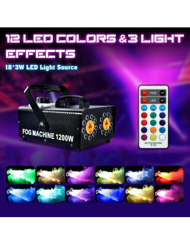 Máquina de Niebla TCFUNDY 1200W con 18 Luces LED