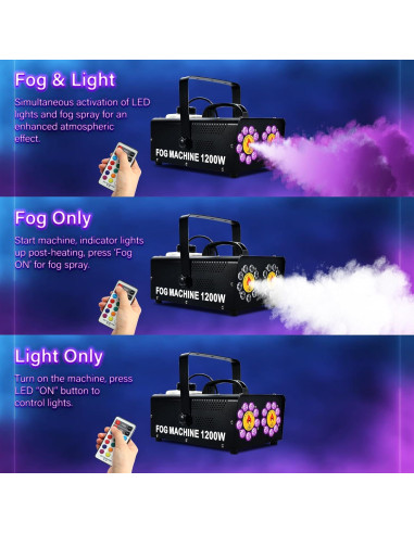 Máquina de Niebla TCFUNDY 1200W con 18 Luces LED