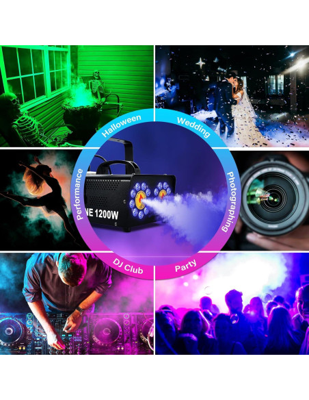 Máquina de Niebla TCFUNDY 1200W con 18 Luces LED